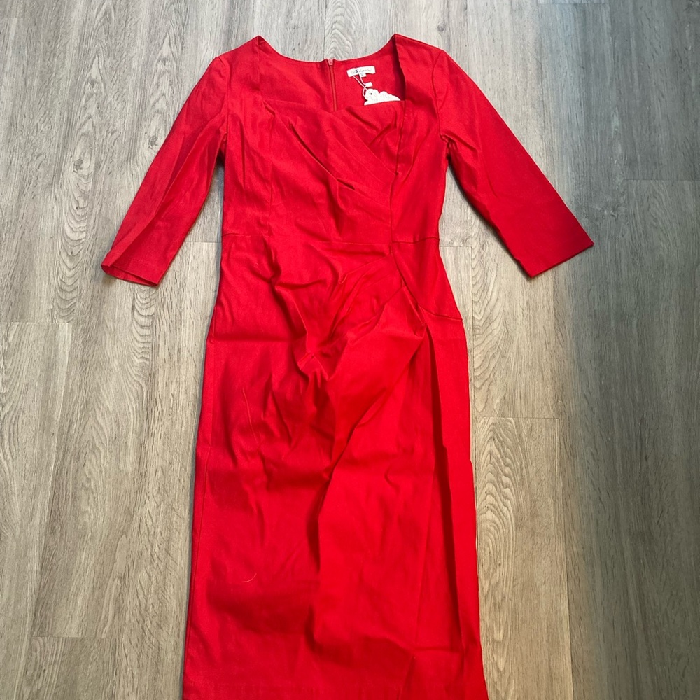Classic Pleated Inspired Pencil Dress Size Large NWT
